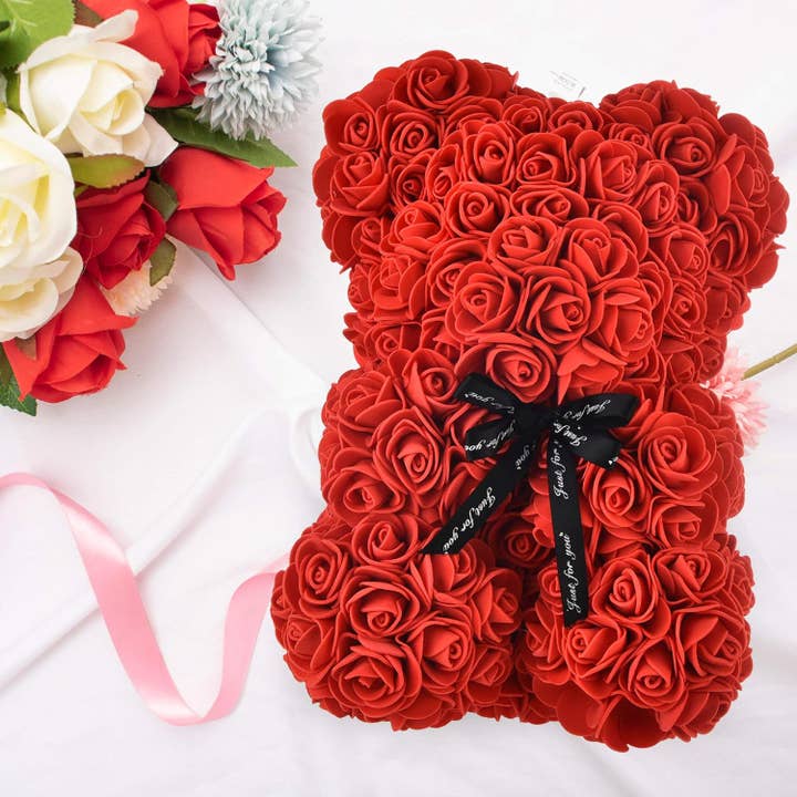 Red Rose Teddy Bear 9" - Handmade Forever Roses Gift | Perfect for Valentine's, Birthdays & Anniversaries for wholesale by Life Gardening Tools