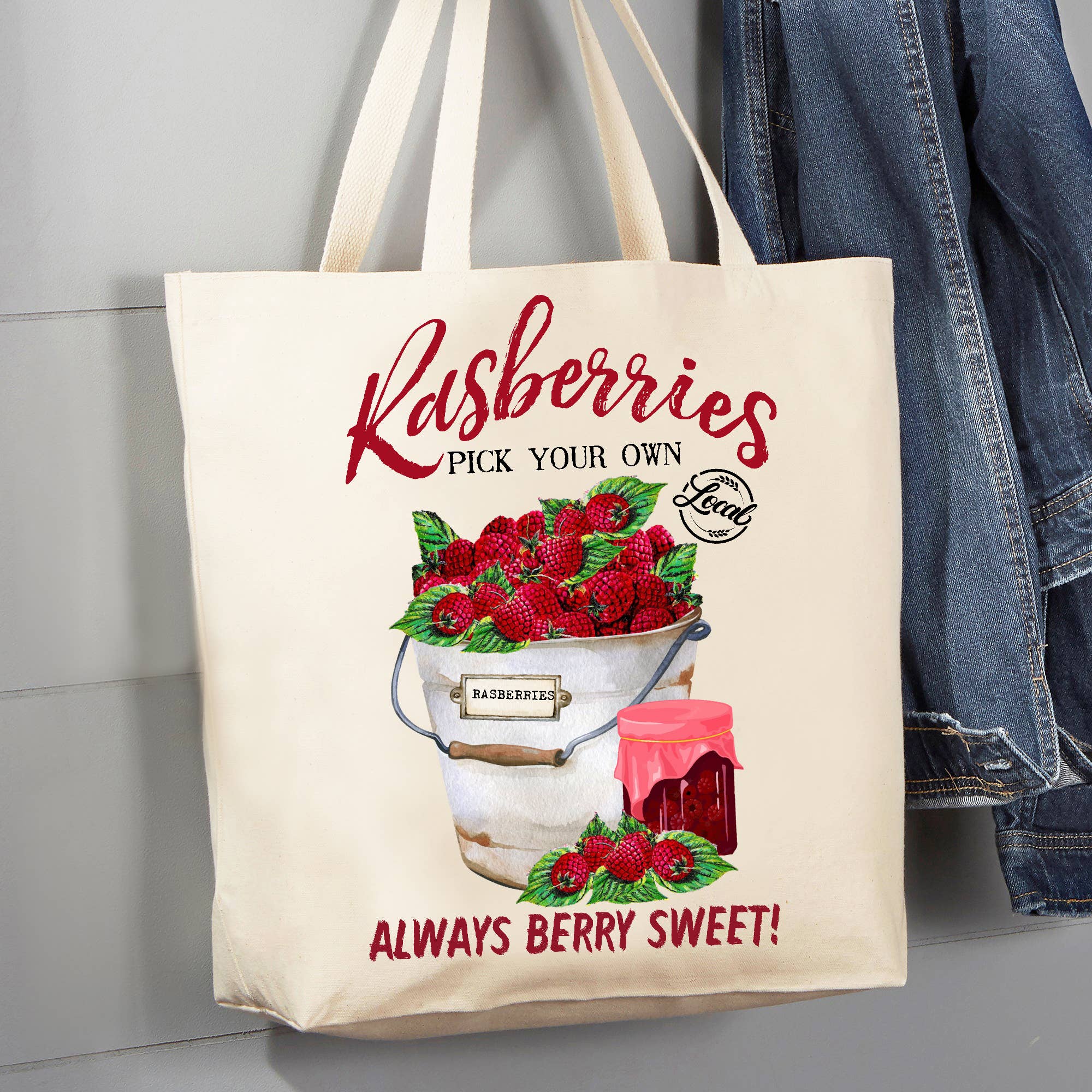 Avery Lane Gifts – Engroshandel Tote bag - Dame – Land Farm Rasberry Frugt 12 ounce lærred totalisatorspil taske0