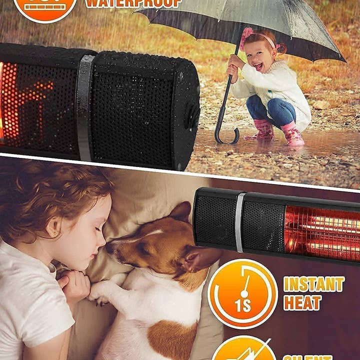 OutdoorSolarOutlet - Wholesale Bench - Electric Patio Heater, 1500W Outdoor Heater with 3 Power Settings, Infrared Heater with Remote Control, Overheat Protection, Wall Mounted Space Heater, In/Outdoor8