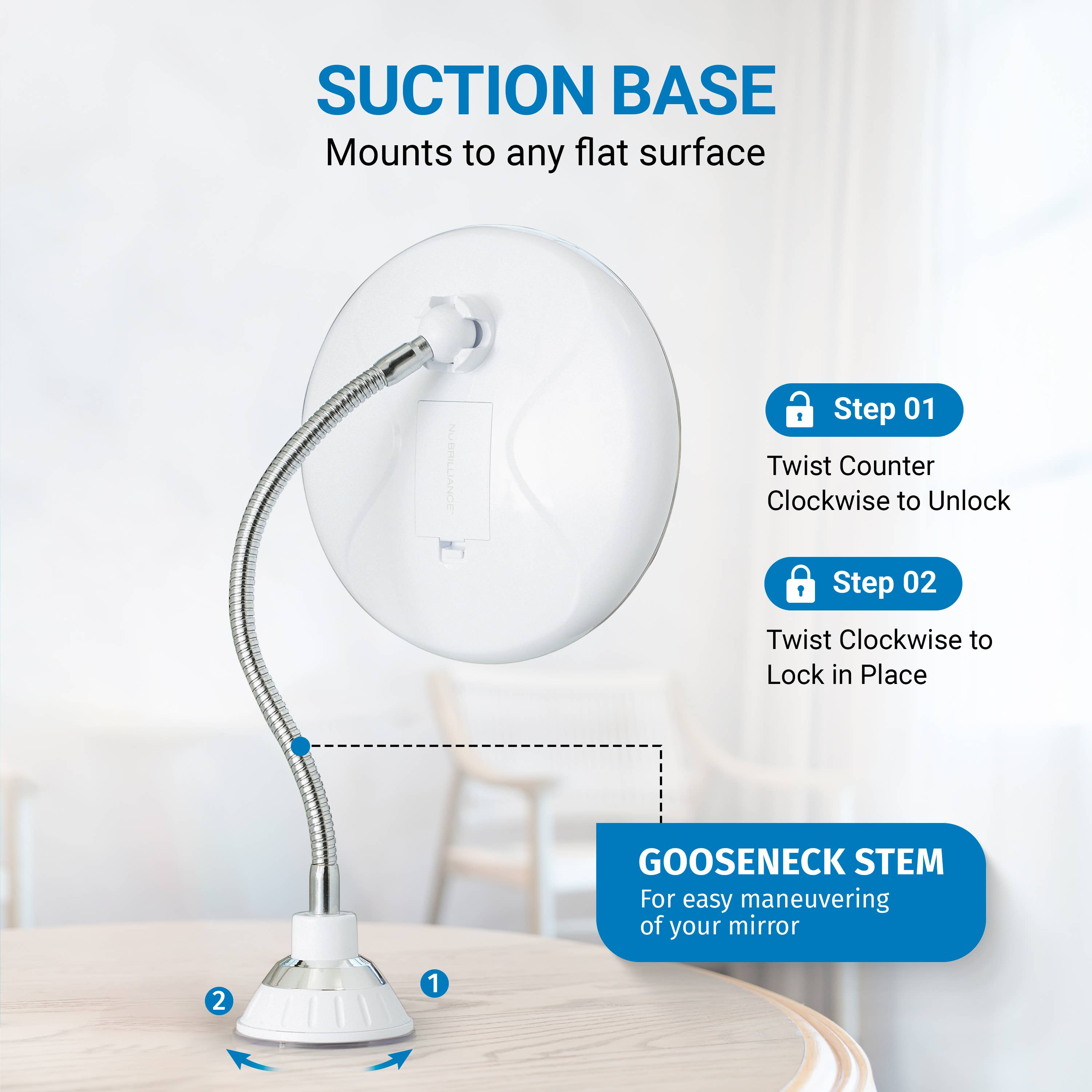 Gotham Steel/Granitestone – wholesale Vanity mirror – My Flexible LED-Illuminated Mirror 5x Magnification3