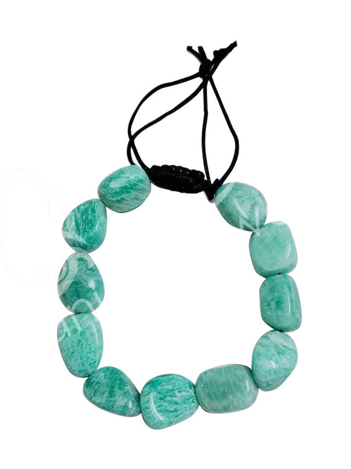 (PC)BRACELET - TUMBLED STONES AMAZONITE ADJUSTABLE (13-20 M for wholesale by Oceanic Linkways Inc