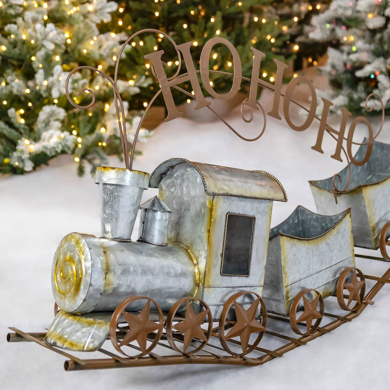 Zaer Ltd. International - Wholesale Christmas Decoration - 36" Long Galvanized Christmas Train "HO HO HO"3