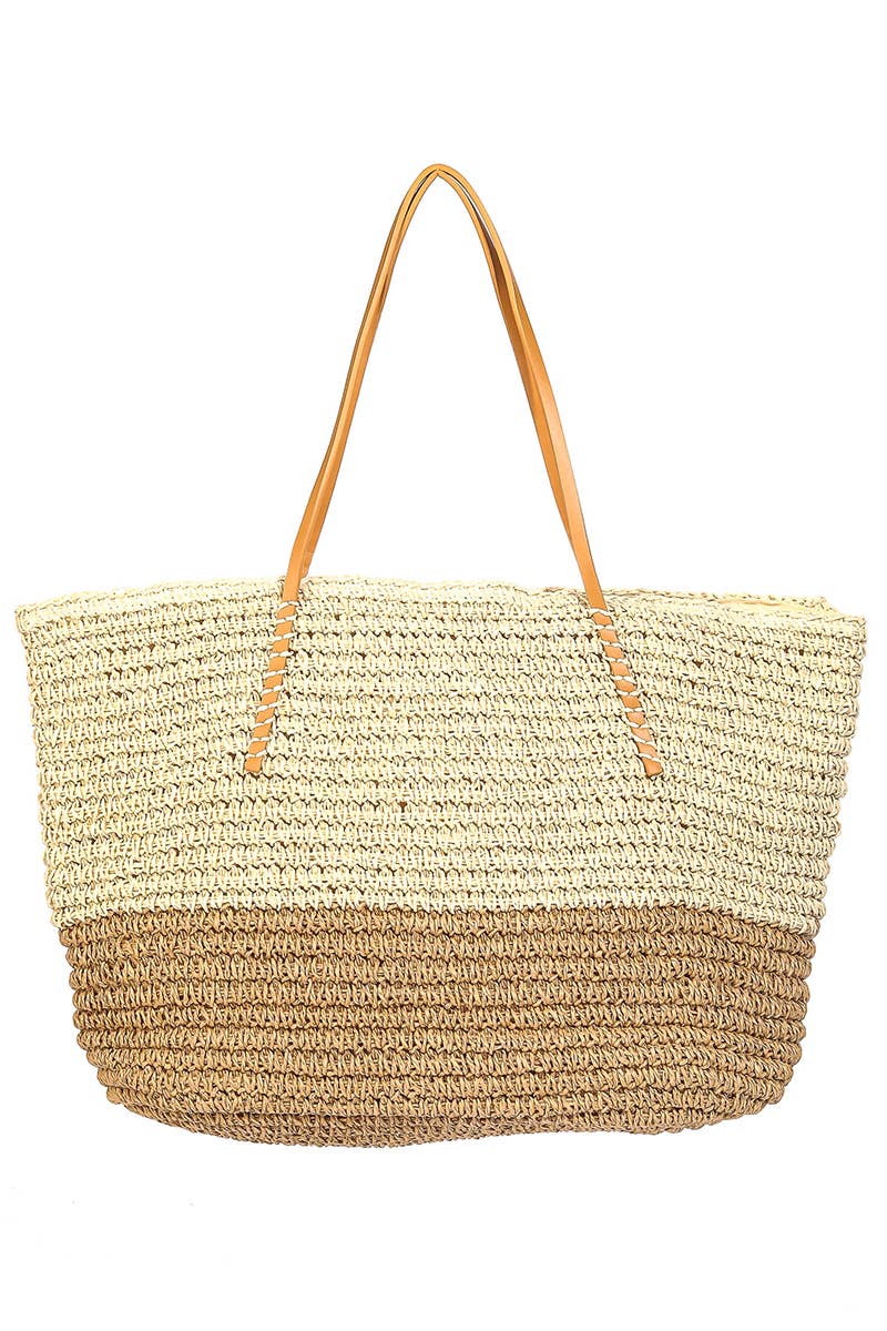 Collections by Fame Accessories – wholesale Tote bag – Women's – Straw Braided Beach Tote Bag5