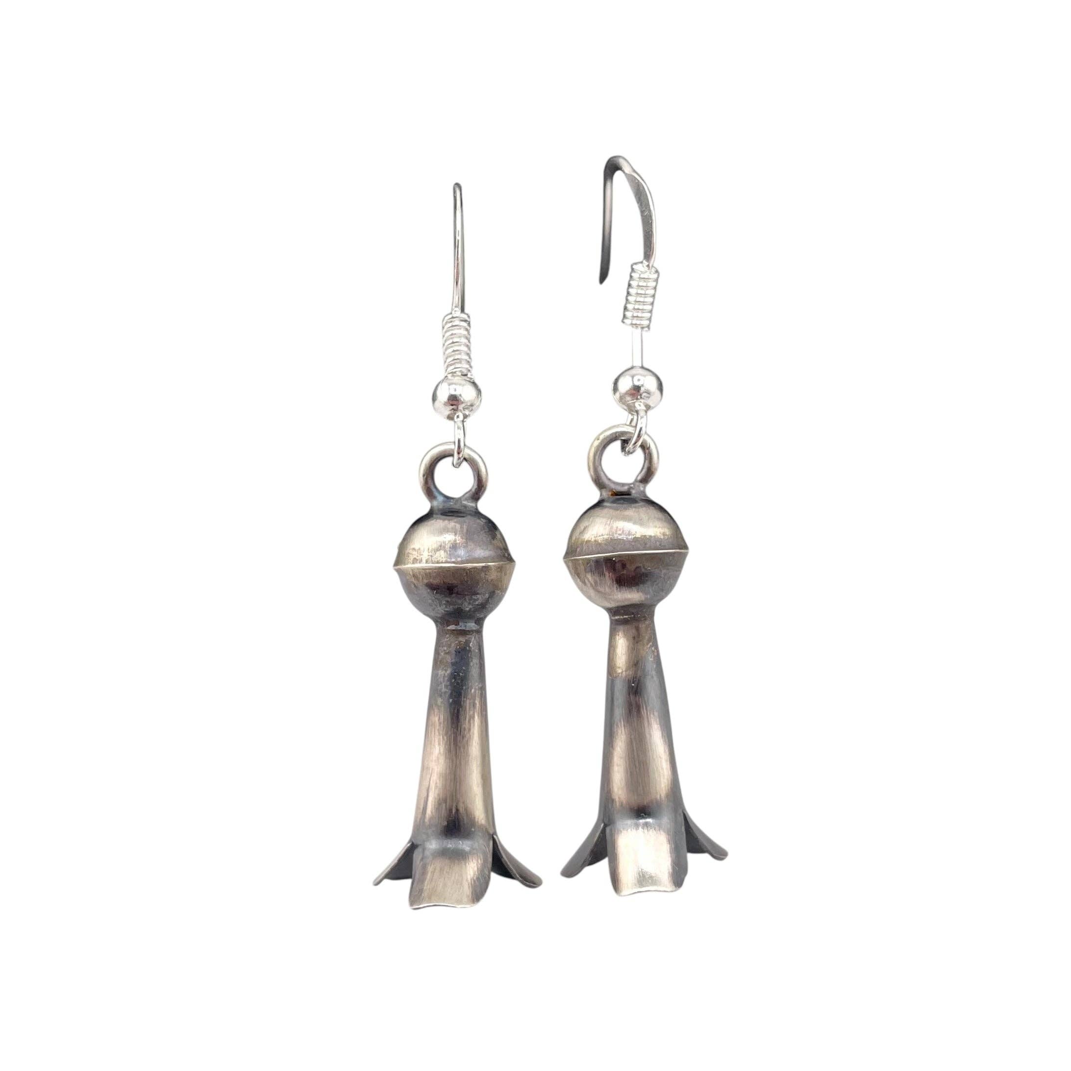 Select Lines - Wholesale Dangle Earrings - Lenora Garcia Sterling Silver Navajo Squash Blossom Medium Dangle Earrings