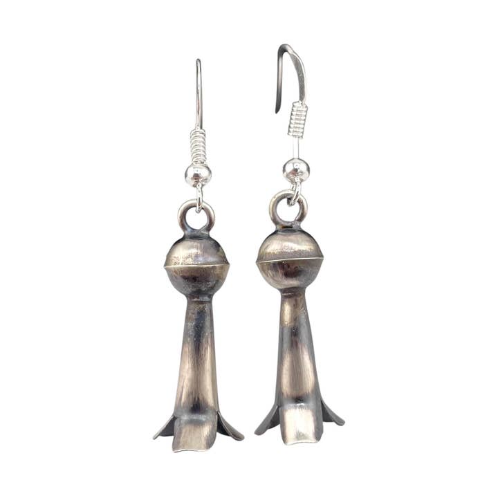 Select Lines - Wholesale Dangle Earrings - Lenora Garcia Sterling Silver Navajo Squash Blossom Medium Dangle Earrings0