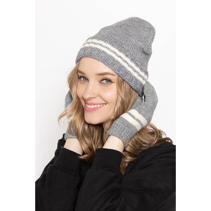 Hana – Engroshandel Handsker - Dame – Super bløde stribede strikkede berøringshandsker10