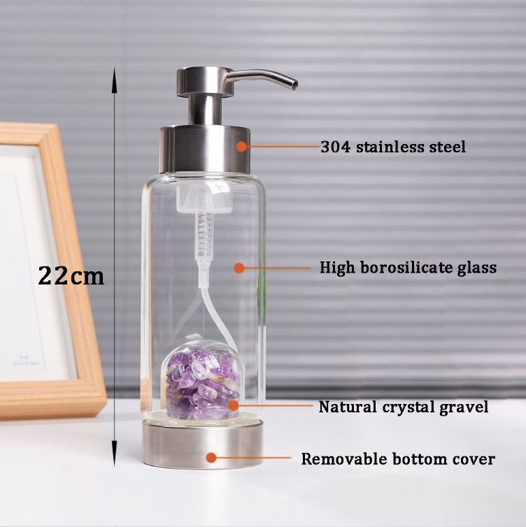 Crystolver (We Cover All Import Fees) - Wholesale Soap Dispenser - Natural Crystal Glass Bottle for Shampoo7