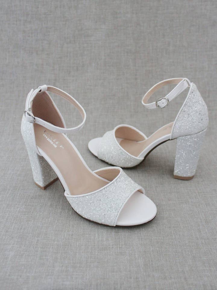 Glanzende Hoge Blokhak Bruidssandalen voor wholesale door Kailee P.