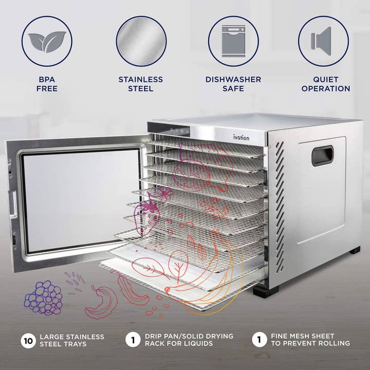 Ivation - Wholesale Kitchen Appliance - Stainless Steel Food Dehydrator