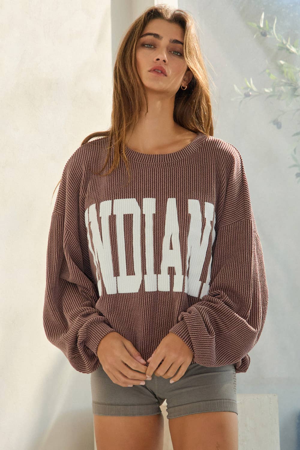 BUCKETLIST INC - Wholesale Graphic Sweatshirt - Women's - T1770I -'INDIANA' Comfy Oversize Graphic Sweatshirt, Gameday37
