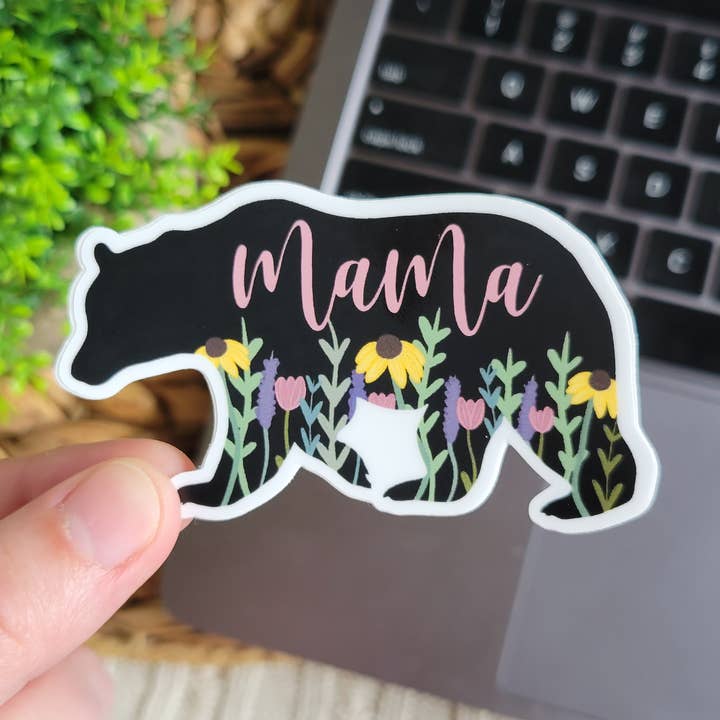 Pegatina de mamá oso, Pegatina mamá, Pegatina botella agua para venta al por mayor de Eve's Art Shop