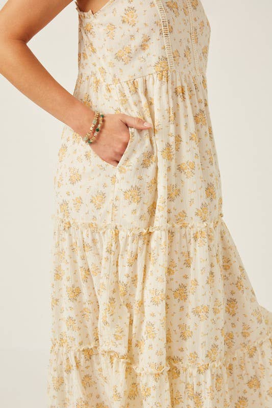 YELLOW Womens Textured Lace Detail Strappy Back Dress for wholesale on Faire2