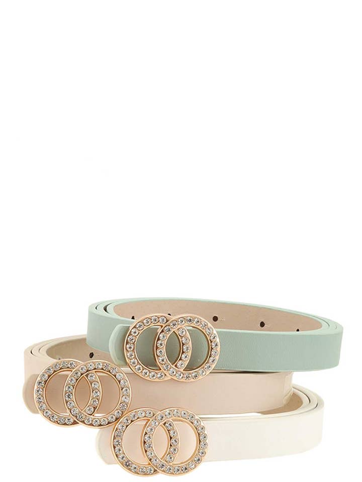 Ceinture trio à double boucle ronde dorée 7700 pour la vente par anbfashion