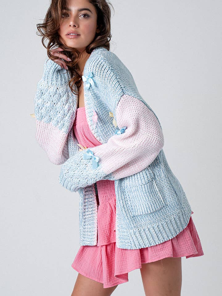 BLUE Cotton Candy Coquette Cardigan for wholesale on Faire