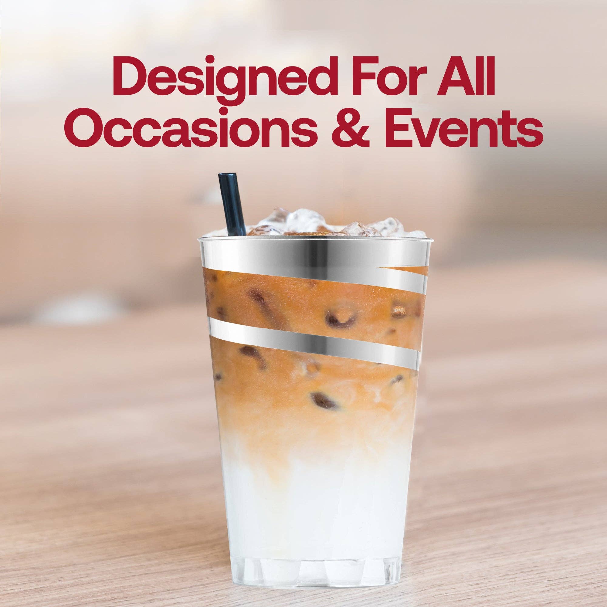 Smarty had a Party - Wholesale Disposable Cup - 12 oz. Clear with Silver Swirl Plastic Tumblers - 240 pcs5