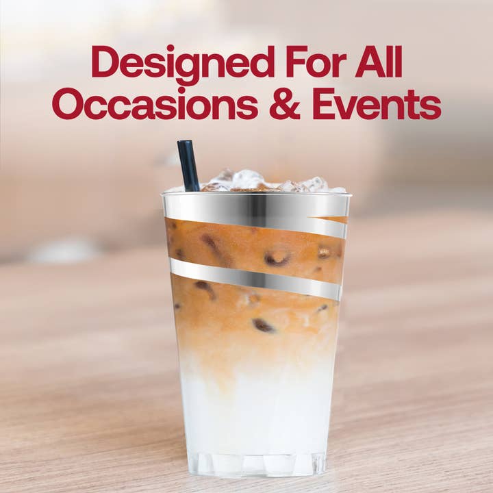 Smarty had a Party - Wholesale Disposable Cup - 12 oz. Clear with Silver Swirl Plastic Tumblers - 240 pcs5