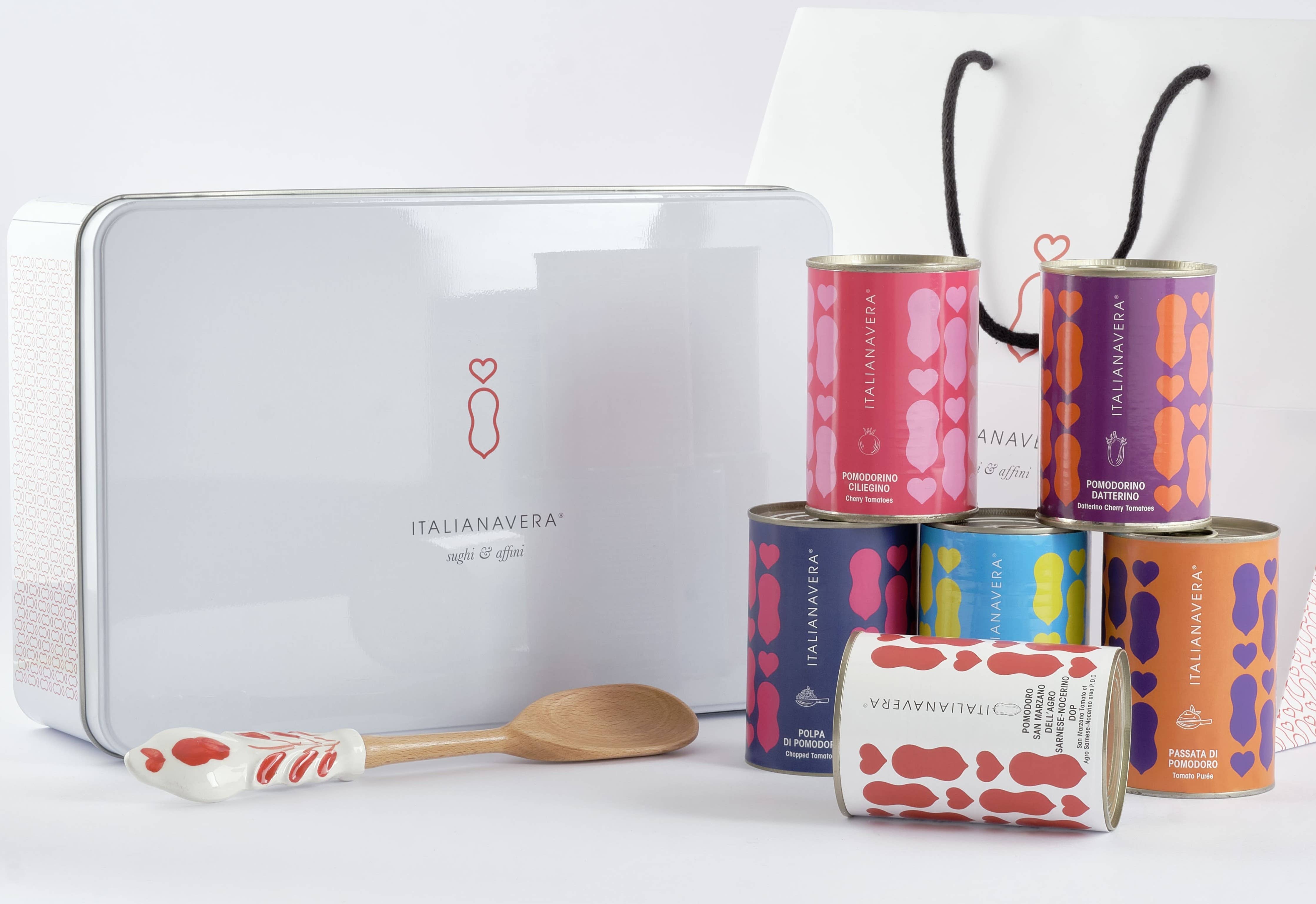 ITALIANA VERA S.R.L. - Vente Coffrets cadeaux - Coffret cadeau ITALIANA VERA avec 6 boîtes VEROPOP et cuillère en bois et céramique Vietri1