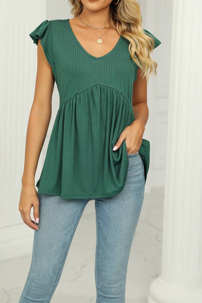 UNISHE - Wholesale Tunic - Women's - V Neck Splicing Flowy Knitting Top ZZKF8208