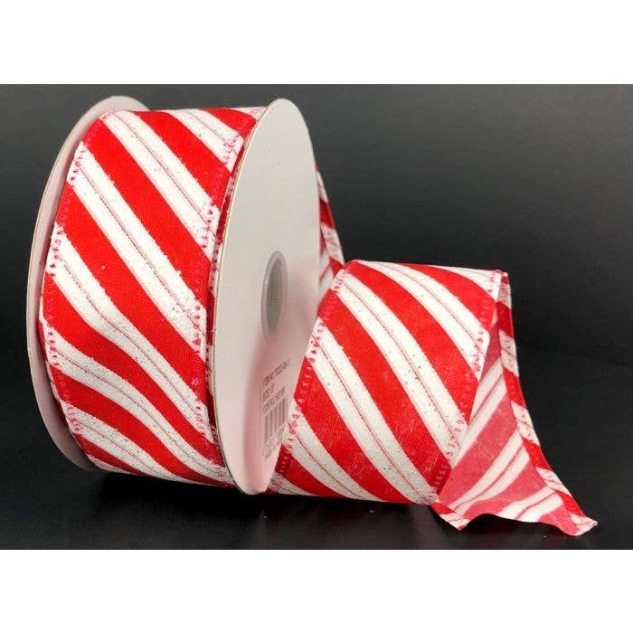 2,5 x 10 metros com fio vermelho/branco com listras de cana de doces com glitter por atacado de Lucknow Southern and Company