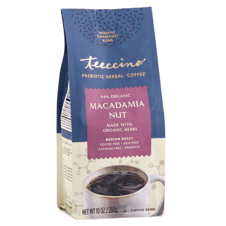 Macadamia Nut Prebiotic SuperBoost Herbal Coffee for wholesale by Teeccino