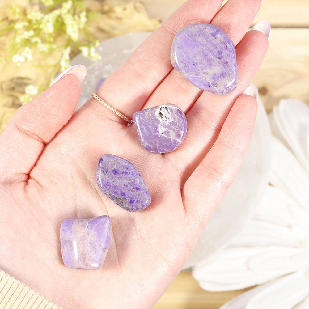 Natures Artifacts Inc - Venta al por mayor Piedras/cristales espirituales - Piedras rodadas de jade morado de 1/4 libra, jade lavanda3