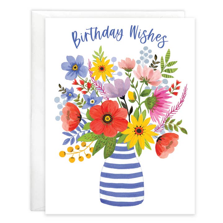 Birthday Greeting Card - Birthday Flower Vase for wholesale by GINA B DESIGNS