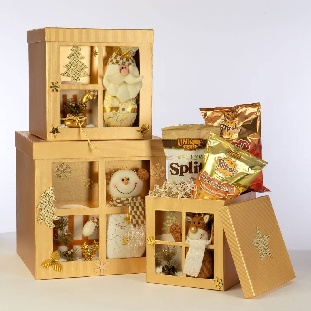 Willow Group - Vente Boîtes décoratives - BOÎTES EMPILABLES PPRBRD S/3SQ, DORÉES2