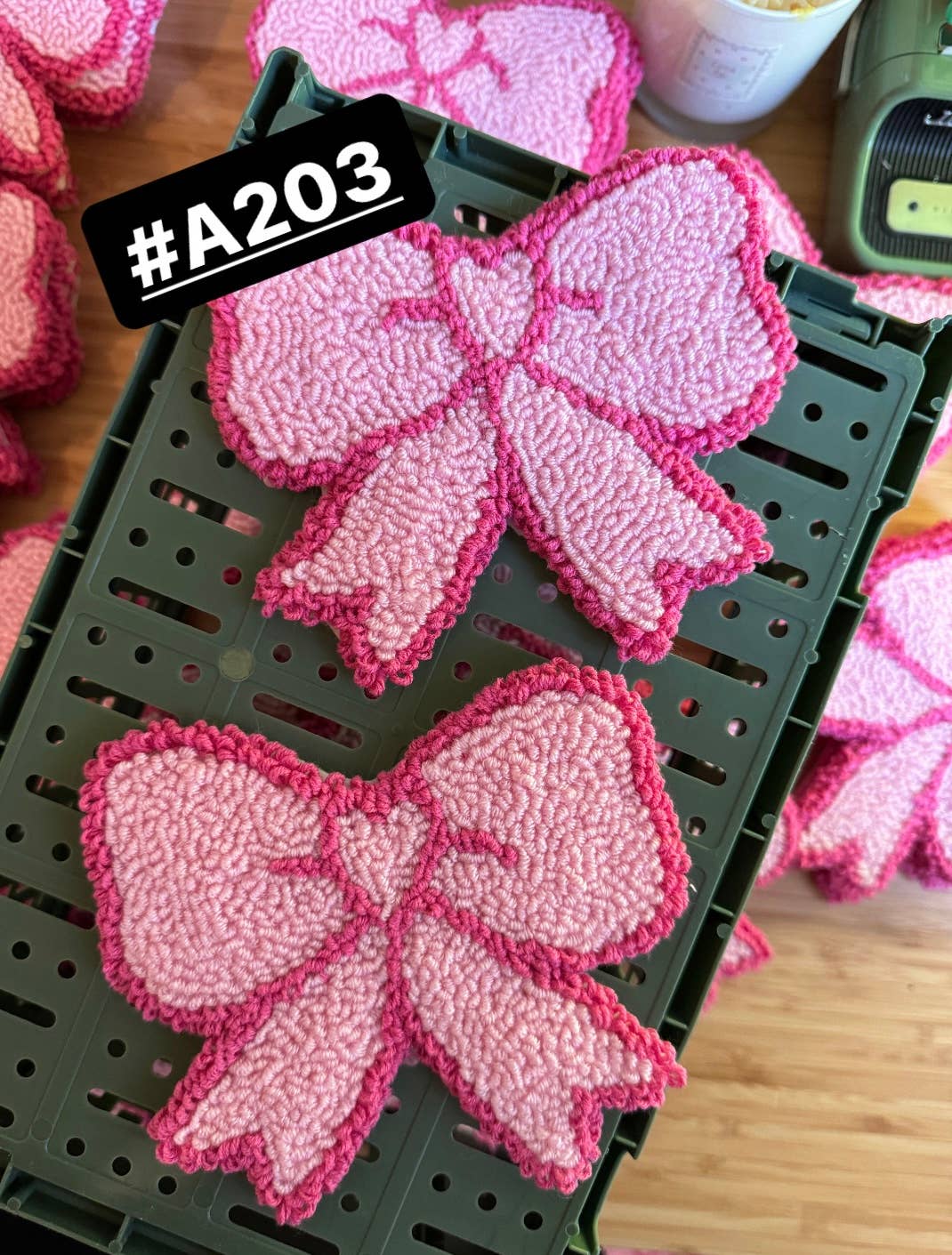 MUUDLAND - Wholesale Coasters - Pink Bows Coasters,Tufted Mug Rug Punch Needle Coaster5