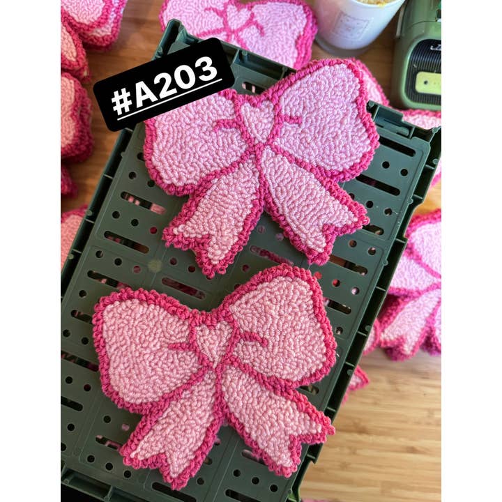 MUUDLAND - Wholesale Coasters - Pink Bows Coasters,Tufted Mug Rug Punch Needle Coaster5