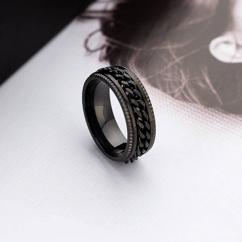 SALINA TRADING INC - Wholesale Band/Stacked Ring - Trendy Chain Design Stainless Steel Couple Rings1