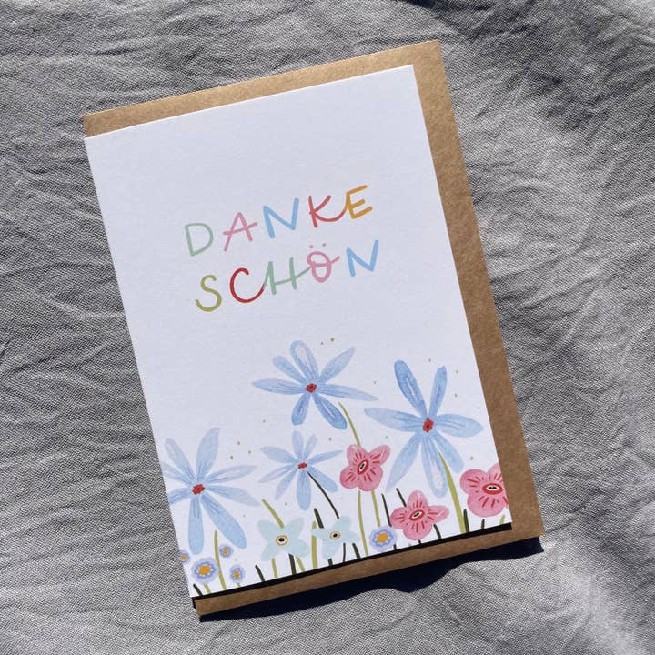 Takkort med blomstereng + kuvert for engroshandel hos Hannahs Firlefanz