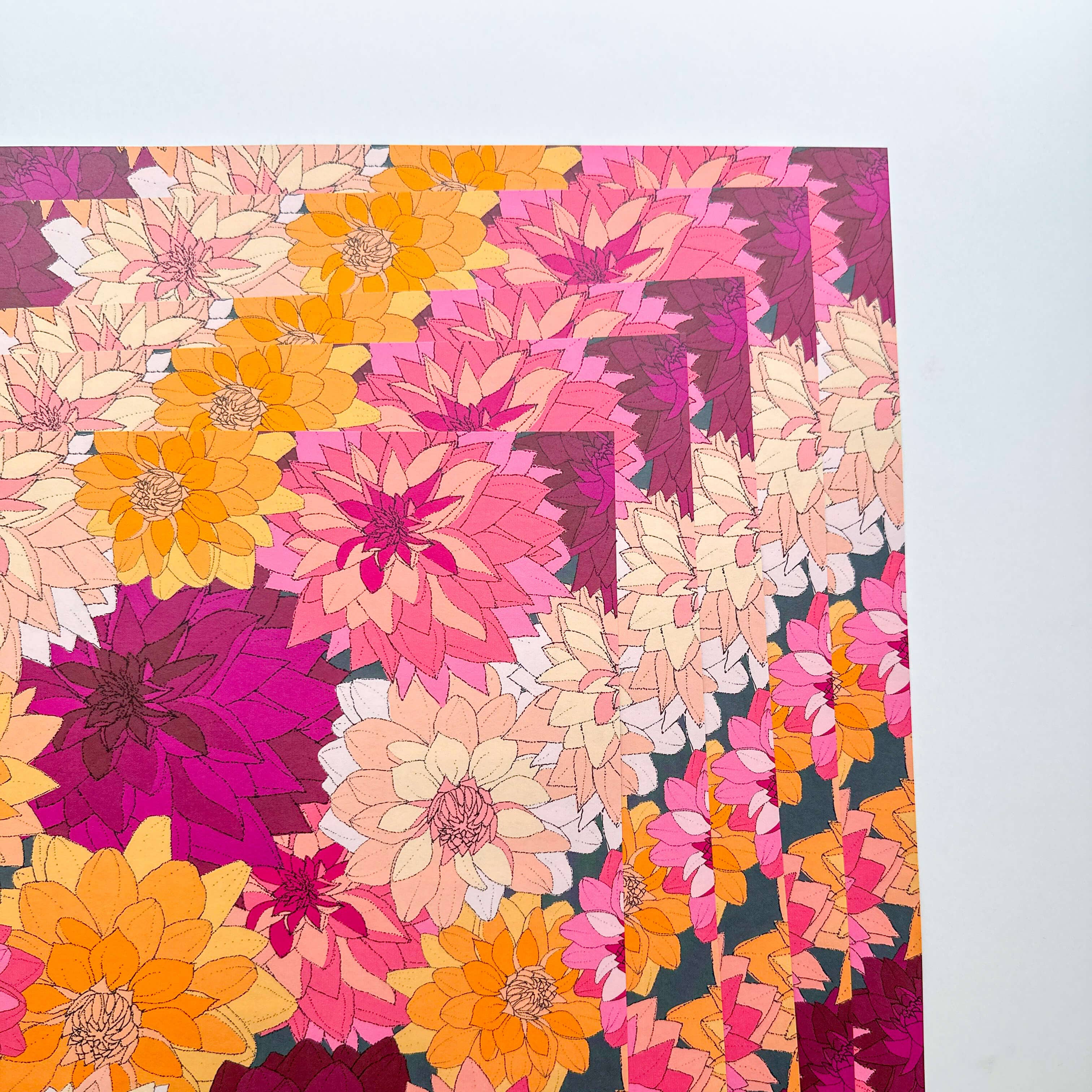Ballard & Prescott - Vente Feuille de papier cadeau - Papier d'emballage Dahlias1