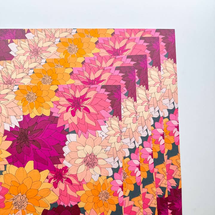 Ballard & Prescott - Vente Feuille de papier cadeau - Papier d'emballage Dahlias1