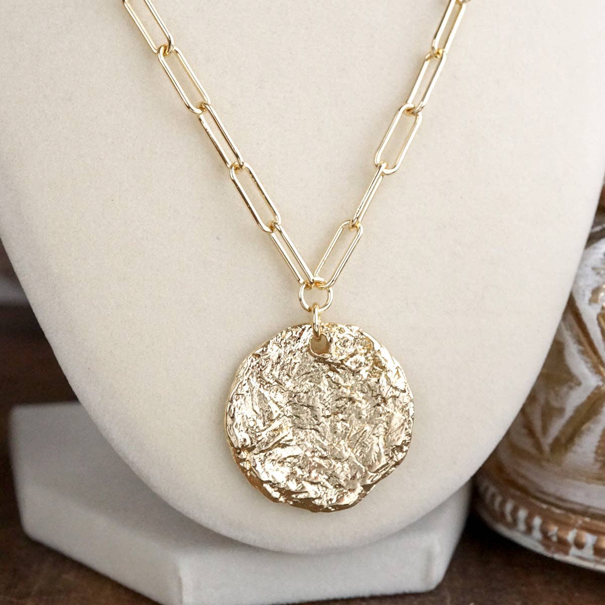 PennyLine inc - Wholesale Pendant/Charm Necklace - Treasure Trio – 3-in-1 Layered Hammered Coins Necklace4
