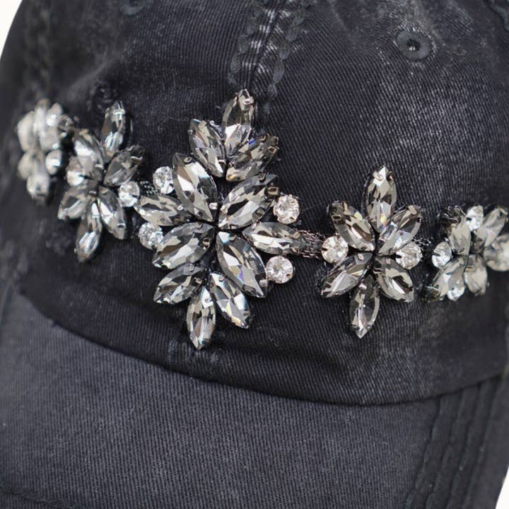 Olive & Pique - Wholesale Baseball Cap - Women's - Bejeweled Bling Glitz Distressed Cap, Adjustable1
