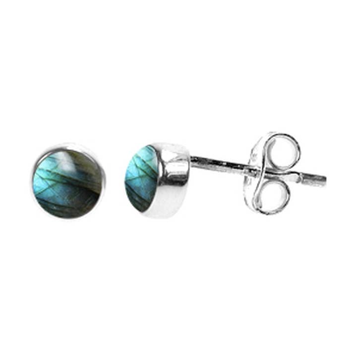 Kali Ma Designs - Sterling Silver Jewellery – wholesale Stud/post earrings – Samira small plain round labradorite studs0