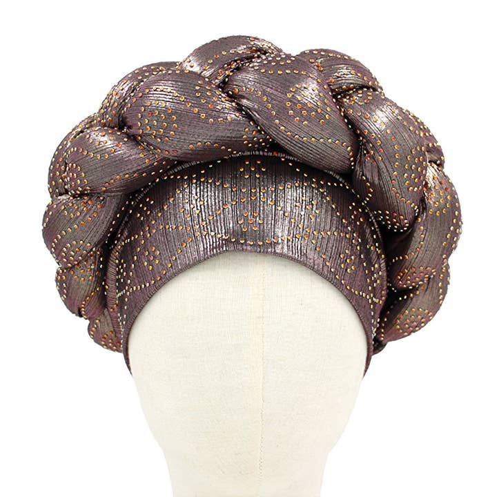 Sensibling Corp. - Wholesale Turban - Women's - Bling Studded Braided Turban Hair Wrap11
