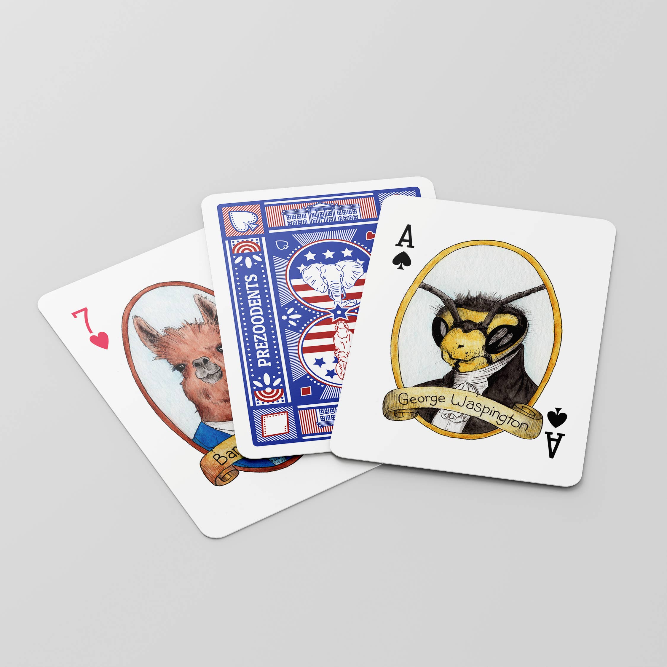 Ah Ha Brands - Wholesale Playing Cards - PreZOOdents Punny Animal President Playing Cards1
