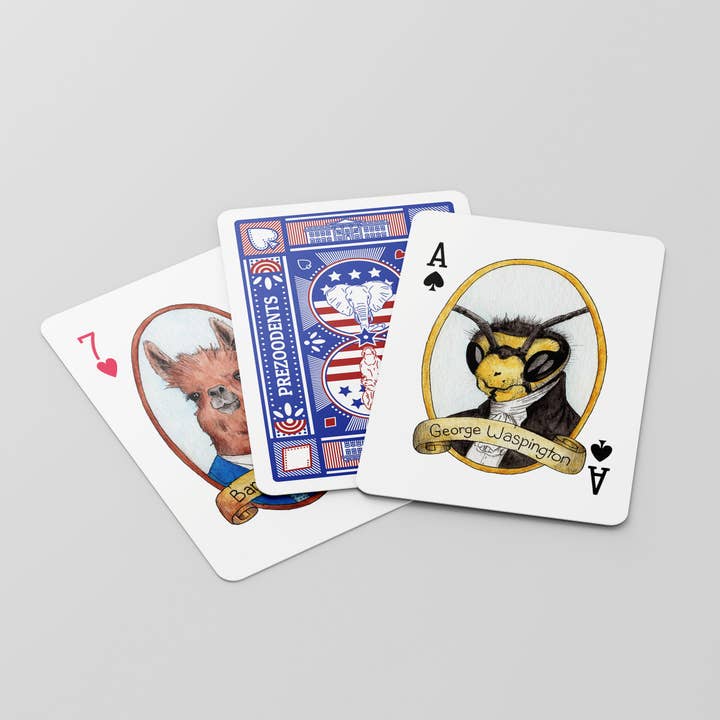 Ah Ha Brands - Wholesale Playing Cards - PreZOOdents Punny Animal President Playing Cards1