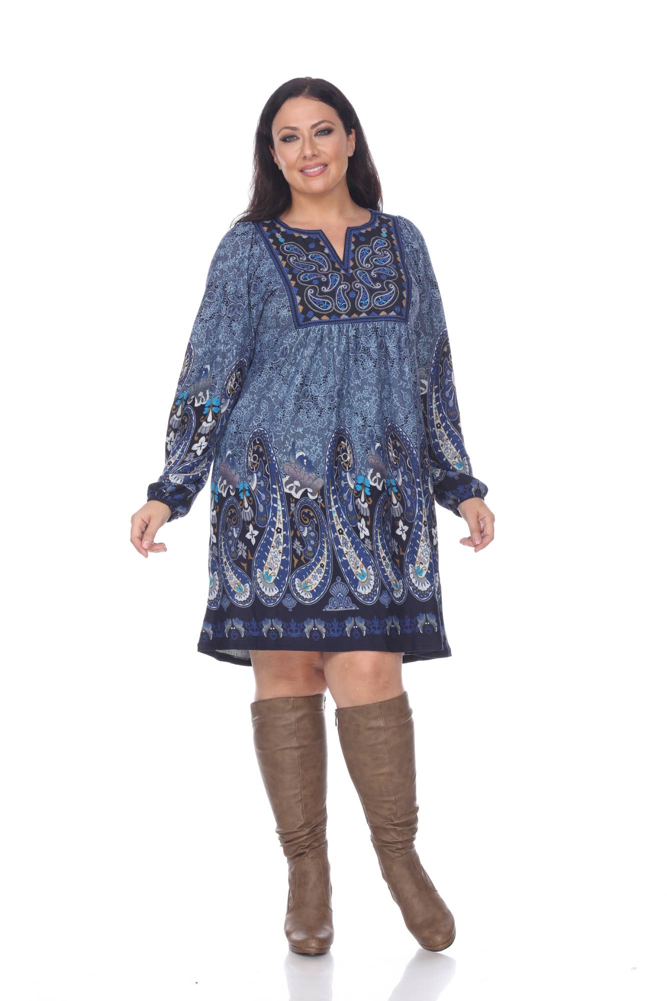 WHITE MARK – Großhandel Kleid – Damen – Besticktes Apolline Pulloverkleid - Plus Size0