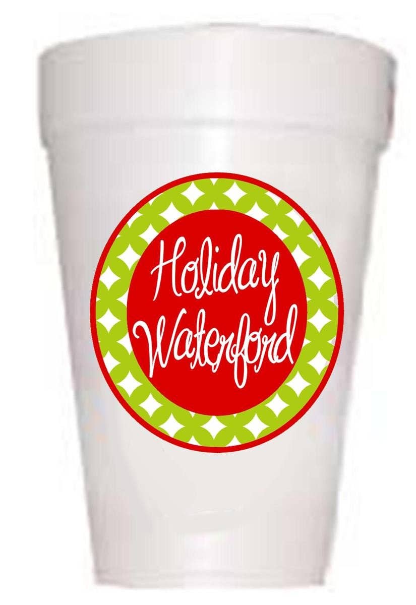 Preppy Mama - Wholesale Disposable Cup - Waterford Styrofoam Cups - Holiday Design - 16 oz0