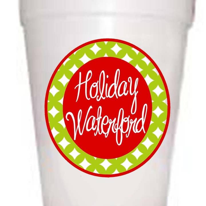 Preppy Mama - Wholesale Disposable Cup - Waterford Styrofoam Cups - Holiday Design - 16 oz