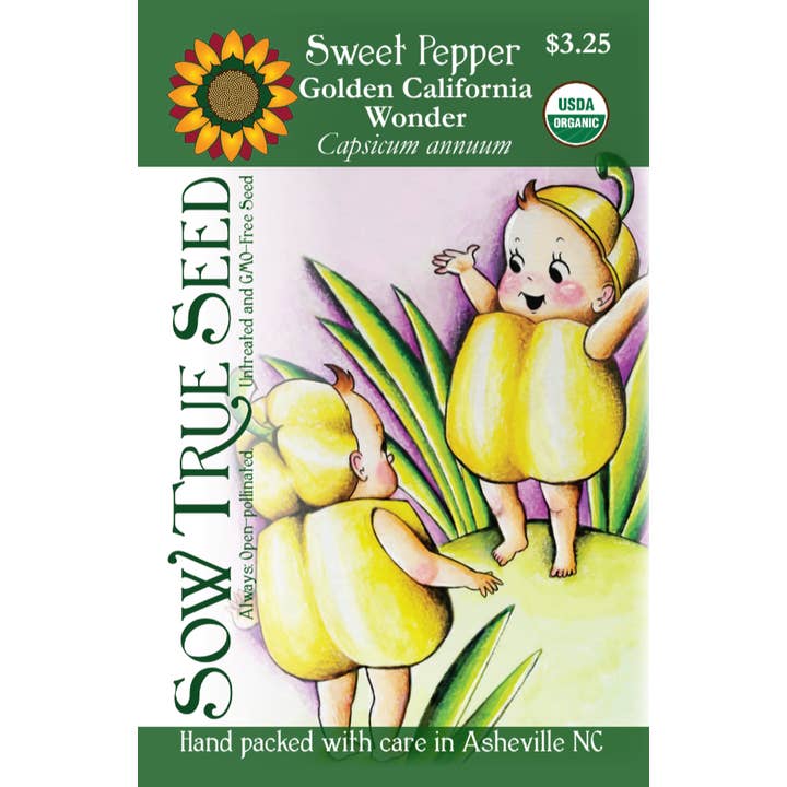 Sow True Seed - Wholesale Plant Seeds - Sweet Pepper Seeds - Golden California Wonder, ORGANIC