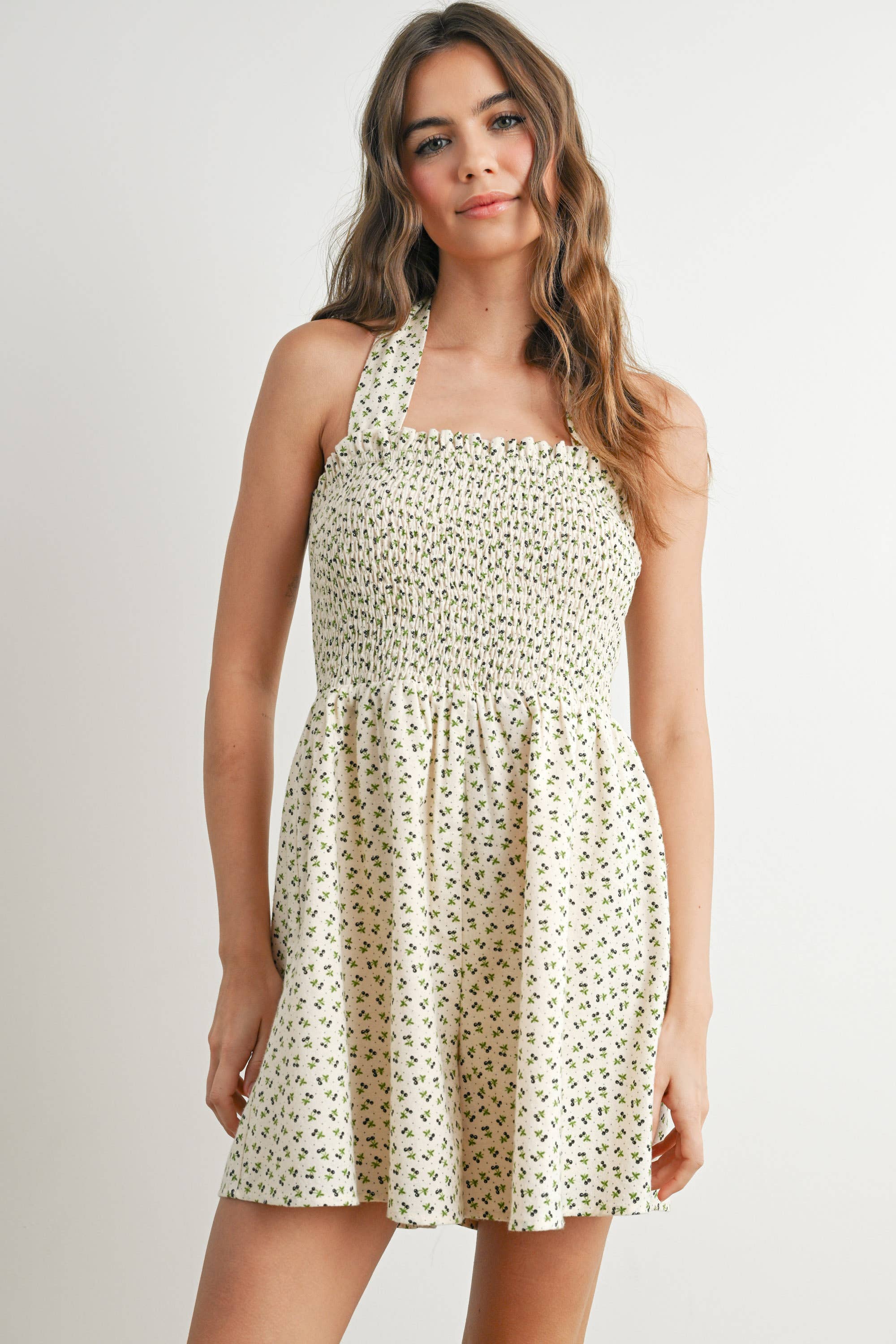 BUTTERMELON - Wholesale Dress - Women's - Classic Ditsy Mini Dress - BMR76723