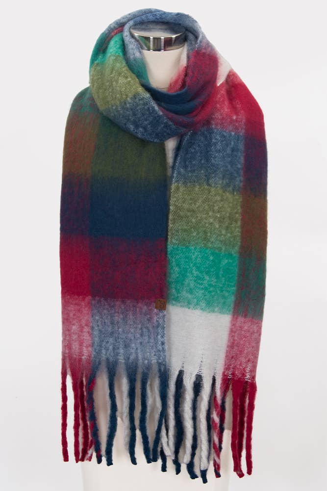 Hana - Wholesale Scarf - Women's - C.C Multi Color Block Plaid Check Pattern Woven Winter Scarf18