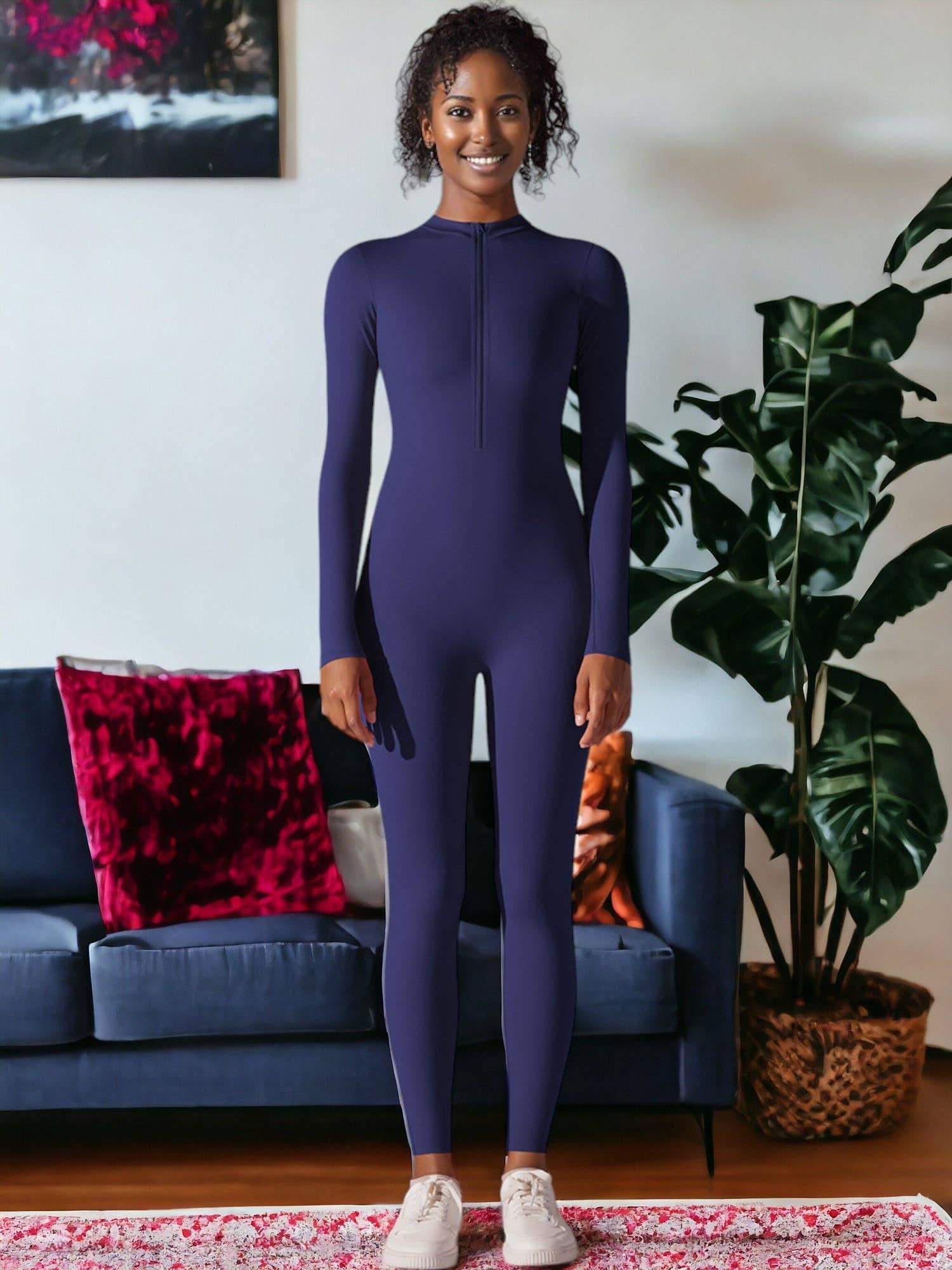 Active by Anna-Kaci - Wholesale Unitard - Women's - Long Sleeved Half-Zip One Piece Yoga Jumpsuit12