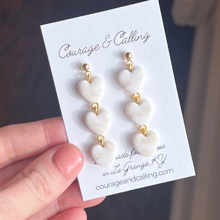 Courage & Calling - Wholesale Dangle Earrings - Marble Heart Bead Dangles0