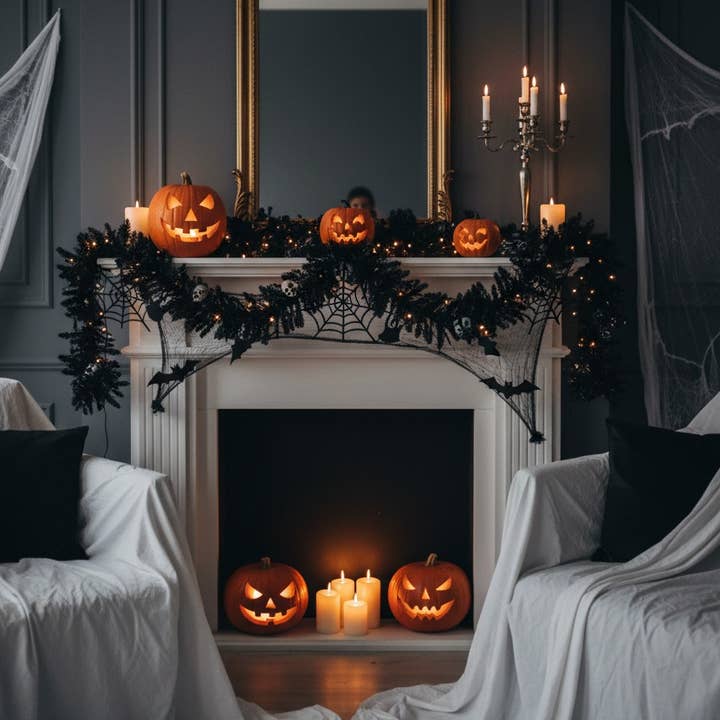 Perfect Holiday - Wholesale Bunting/garland - 9' x 10"Canadian Pine Garland in Black Halloween0