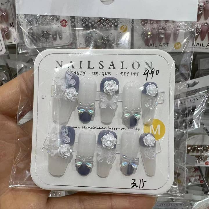 Kids Charm Online - Wholesale Press-On/Fake Nails - HAND MADE WOMEN ACRYLIC NAILS WITH STONES.3