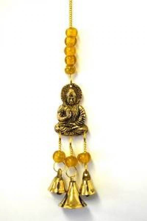 GREENROOTS USA LLC – wholesale Vindspel – Buddha Vindspel i Mässing med Pärlor 23 cm L0
